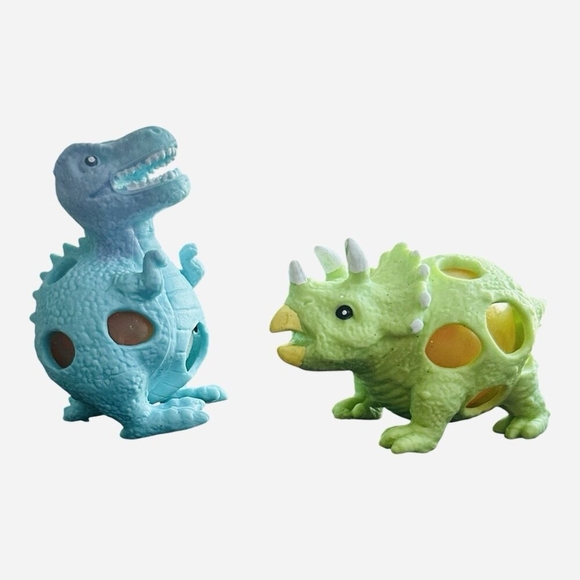 Pair of 3" Squeeze Ball Mesh Dinosaur Toys Anti Stress Dinosaurs - Picture 8 of 8